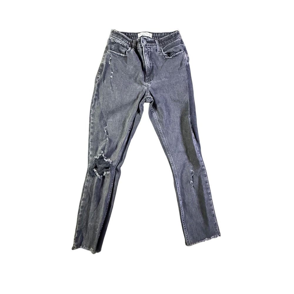 Abercrombie Fitch The‎ Skinny High Rise Distressed Black Jeans Women's Size 24
